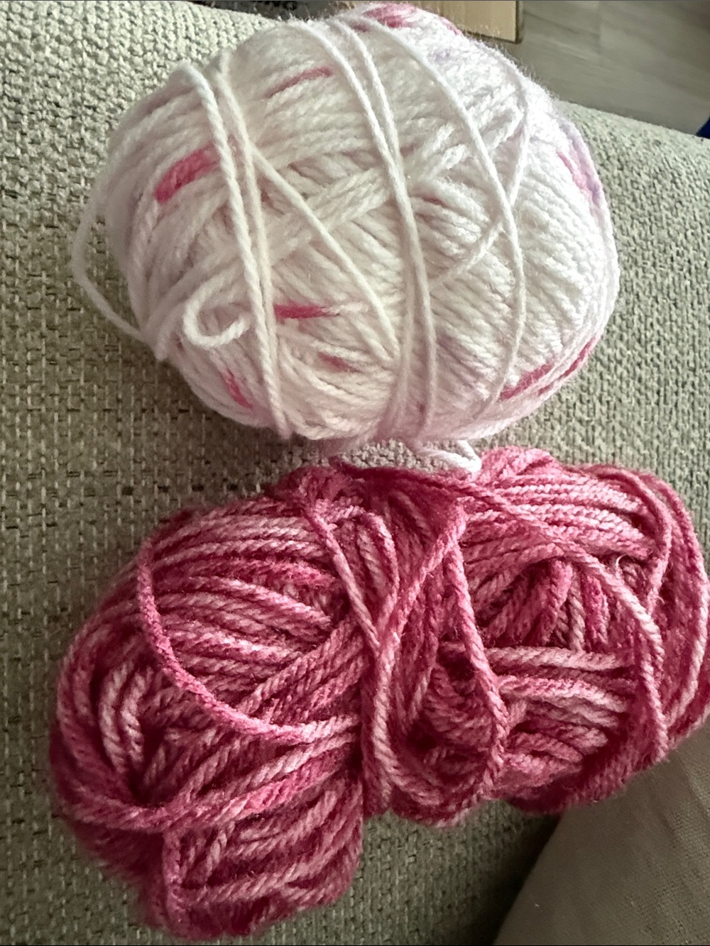 Soft Pink & Cream Yarn Duo for Home Crafts